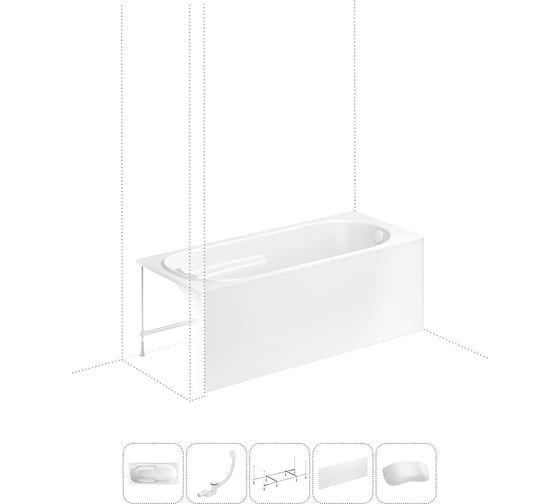 Изображение товара Акриловая ванна Lavinia Boho Bristol в наборе 5 в 1: акриловая ванна, каркас, экран, слив-перелив, подголовник 202011654