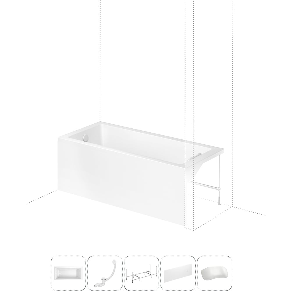 Изображение товара Акриловая ванна Lavinia Boho Catani 5 в 1 с каркасом и экраном белая