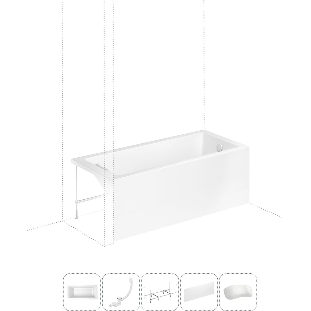 Изображение товара Акриловая ванна Lavinia Boho Catani 5 в 1 белая прямоугольная с каркасом