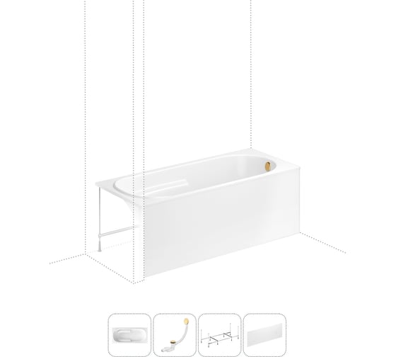 Изображение товара Акриловая ванна Lavinia Boho Bristol в наборе 4 в 1: акриловая ванна, каркас, экран, слив-перелив 202011237