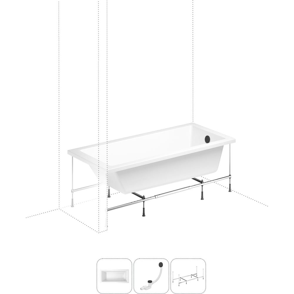 Изображение товара Акриловая ванна Lavinia Boho Catani 3 в 1 прямоугольная, белая