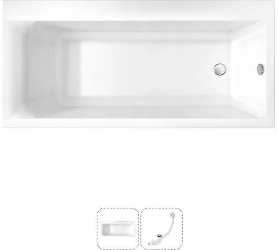 Изображение товара Акриловая ванна Lavinia Boho Catani в наборе 2 в 1: акриловая ванна (правый разворот), слив-перелив 202010733