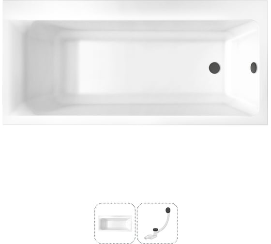 Изображение товара Акриловая ванна Lavinia Boho Catani в наборе 2 в 1: акриловая ванна (правый разворот), слив-перелив 202010825