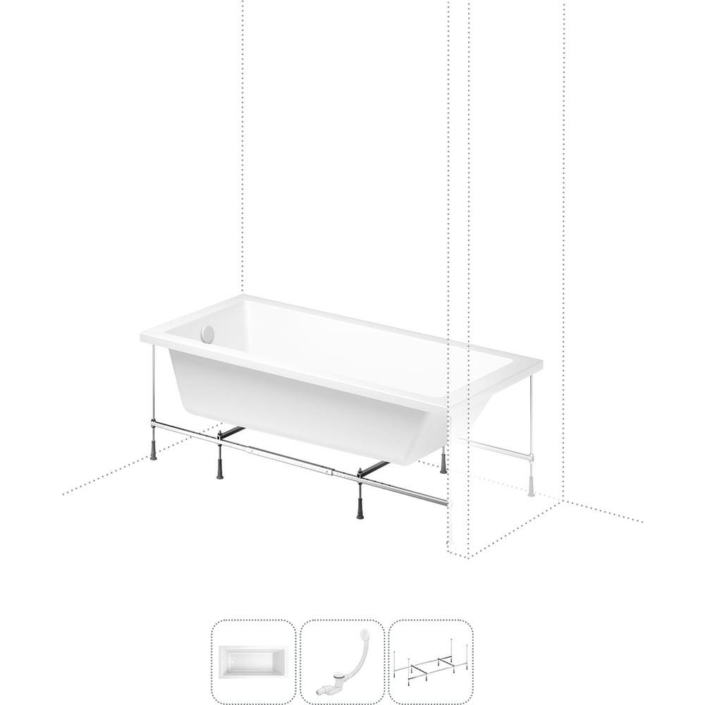 Изображение товара Акриловая ванна Lavinia Boho Catani 3 в 1 прямоугольная встраиваемая белая