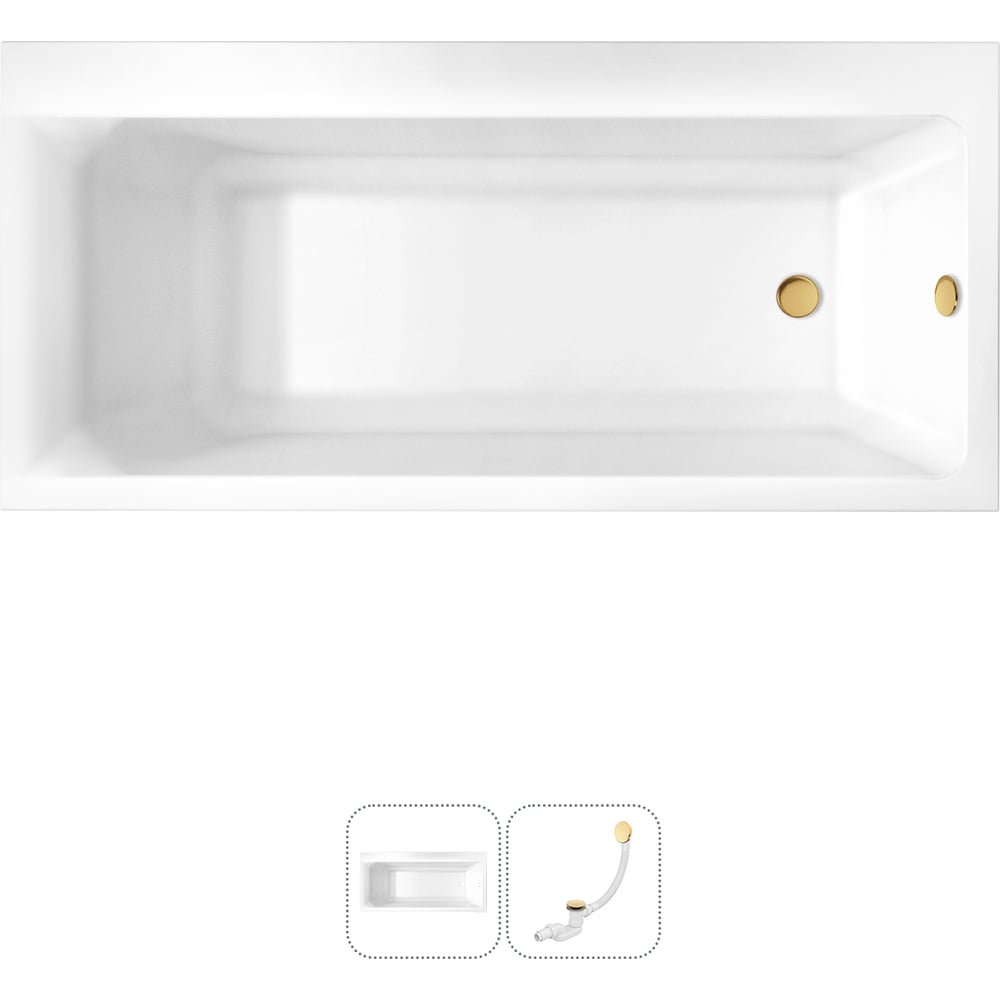 Изображение товара Акриловая ванна Lavinia Boho Catani в наборе 2 в 1: акриловая ванна (правый разворот), слив-перелив 202010873