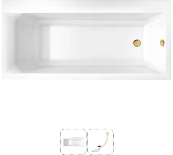 Изображение товара Акриловая ванна Lavinia Boho Catani в наборе 2 в 1: акриловая ванна (правый разворот), слив-перелив 202010873