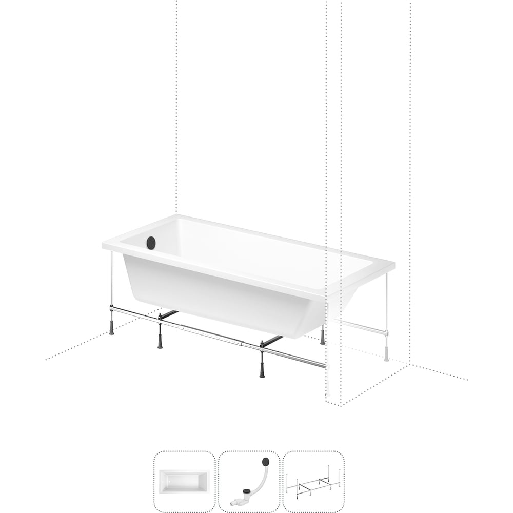 Изображение товара Акриловая ванна Lavinia Boho Catani 3 в 1 с каркасом и сливом