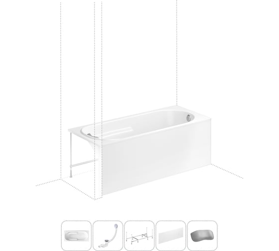 Изображение товара Акриловая ванна Lavinia Boho Bristol в наборе 5 в 1: акриловая ванна, каркас, экран, слив-перелив, подголовник 202011608