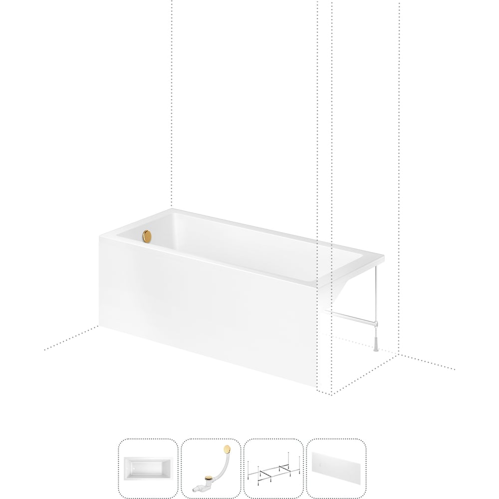 Изображение товара Акриловая ванна Lavinia Boho Catani 4 в 1 прямоугольная белая
