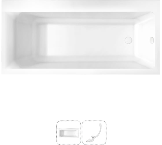 Изображение товара Акриловая ванна Lavinia Boho Catani в наборе 2 в 1: акриловая ванна (правый разворот), слив-перелив 202010779