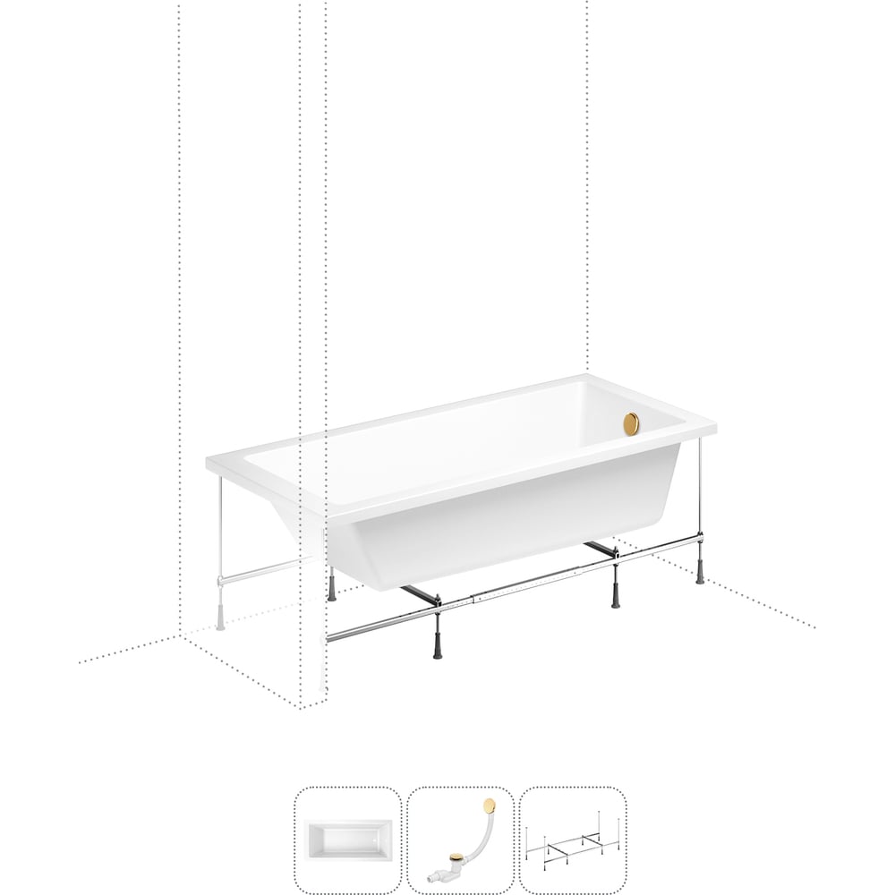 Изображение товара Акриловая ванна Lavinia Boho Catani 3 в 1 с каркасом и сливом