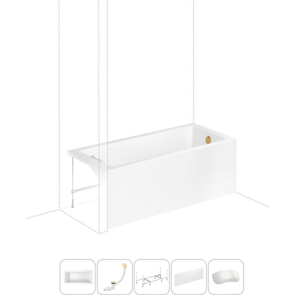 Изображение товара Акриловая ванна Lavinia Boho Catani 5 в 1 с каркасом и экраном, 1700 мм