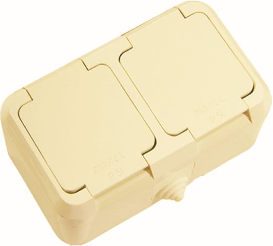 Изображение товара 2-ая розетка с крышкой MAKEL п герм, кремовая 18254