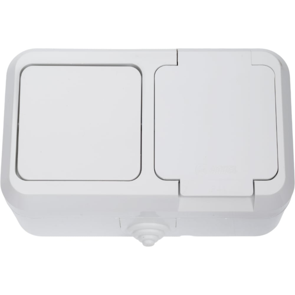 Изображение товара Блок выключатель и розетка MAKEL В1 + Р крышка п герм белый 18350