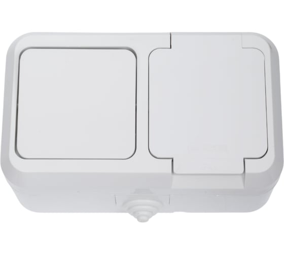 Изображение товара Блок: выключатель и розетка MAKEL В1 + Р крышка п герм белый 18350