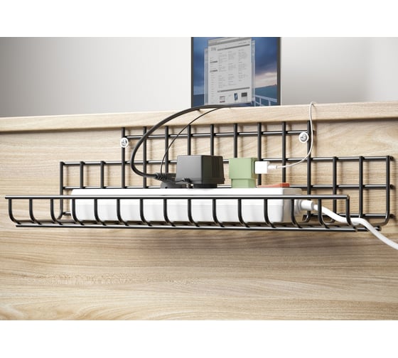 Изображение товара Корзина для фиксации источников питания НАЙДИ крепление к боковой стенке, черный КИП002.56