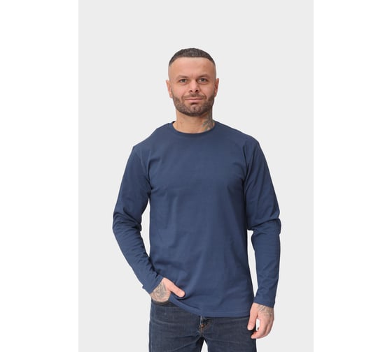 Изображение товара Футболка с длинным рукавом (лонгслив) Orlov-sky 320057/6-2 пл.160 гр/м2, размер 52-54, цвет индиго 4670093485082