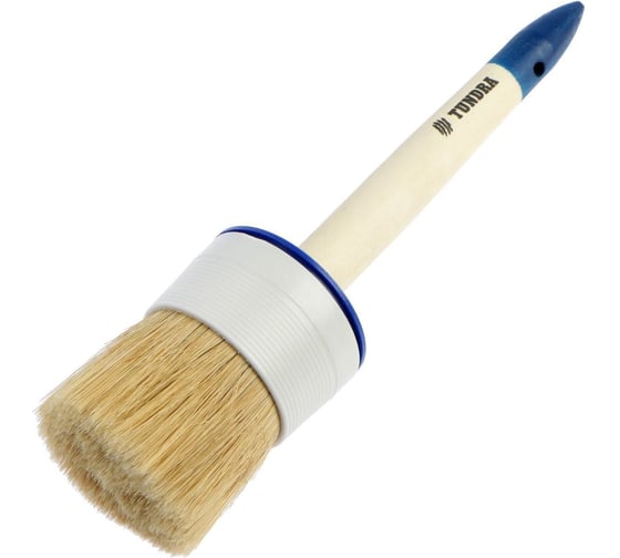 Изображение товара Кисть ТУНДРА круглая, натуральная щетина, деревянная ручка, №18, 60 мм 881558