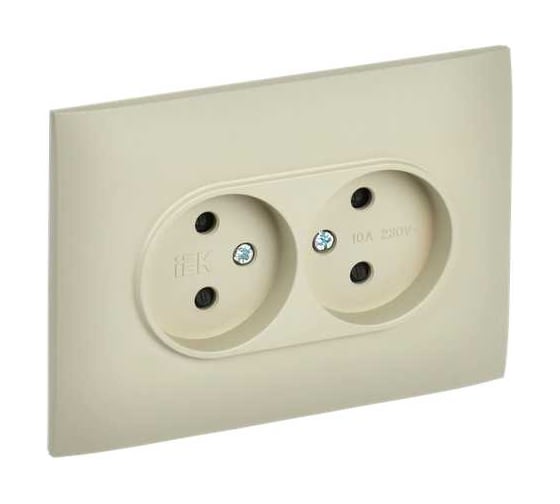 Изображение товара Розетка 2-я IEK SKANDY без з/к с з/ш 10А в сборе SK-R09B бежевый SK-R23-10-K10-F