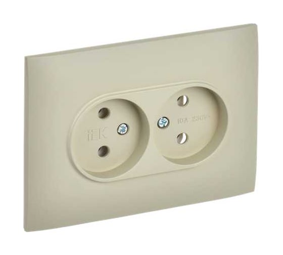 Изображение товара Розетка 2-я IEK SKANDY без з/к/ш 10А в сборе SK-R10B бежевый SK-R20-10-K10-F