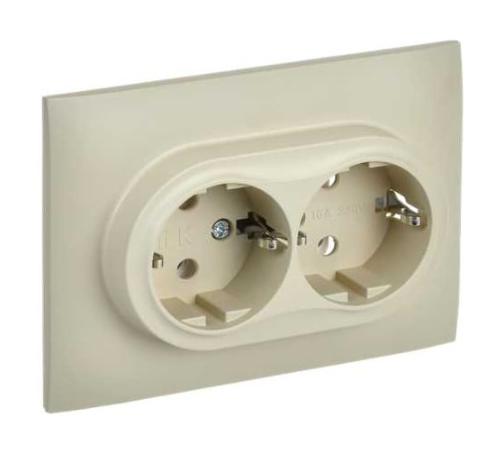 Изображение товара Розетка 2-я IEK SKANDY с з/к без з/ш 16А в сборе SK-R08B бежевый SK-R21-16-K10-F