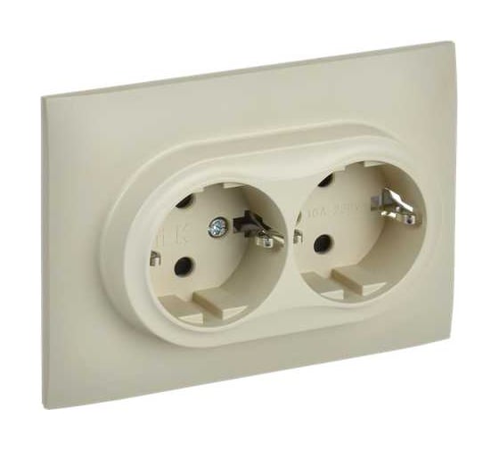 Изображение товара Розетка 2-я IEK SKANDY с з/к/ш 16А в сборе SK-R07B бежевый SK-R24-16-K10-F