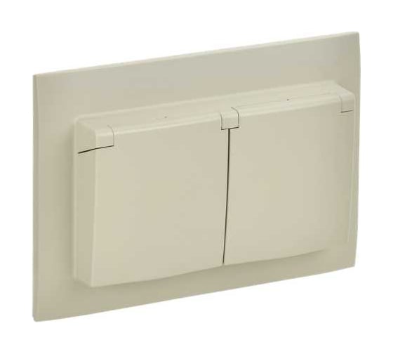 Изображение товара Розетка 2-я IEK SKANDY с крышкой 16А в сб IP44 SK-R12B бежевый SK-R26-16-44-K10-F