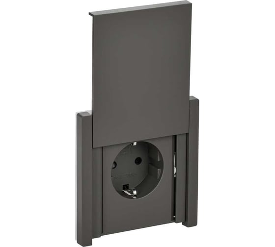 Изображение товара Розетка IEK FORTEPIANO с з/к/ш с крышкой б/к 16А IP44 FP319 серый FP-R16-16-1-44-K03