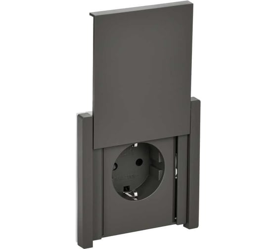 Изображение товара Розетка IEK FORTEPIANO с з/к/ш с крышкой в/к 16А IP44 FP321 серый FP-R16-16-44-K03