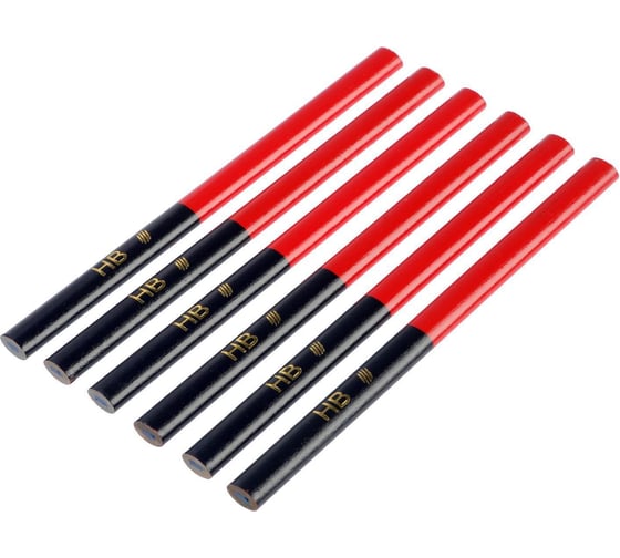 Изображение товара Строительные карандаши ТУНДРА двухцветные, 180 мм, 6 шт. 2820162