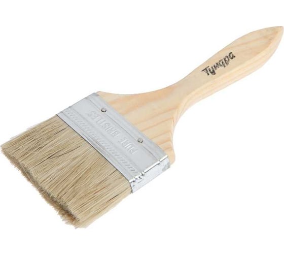 Изображение товара Плоская кисть ТУНДРА смешанная щетина, деревянная ручка, 3", 75 мм 1818233