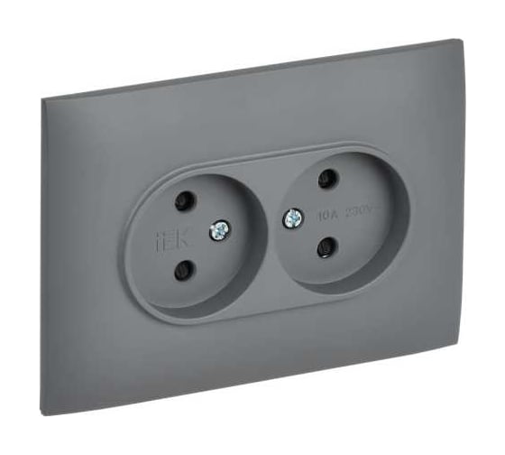 Изображение товара Розетка 2-я IEK SKANDY без з/к с з/ш 10А в сборе SK-R09Gr серый SK-R23-10-K03-F