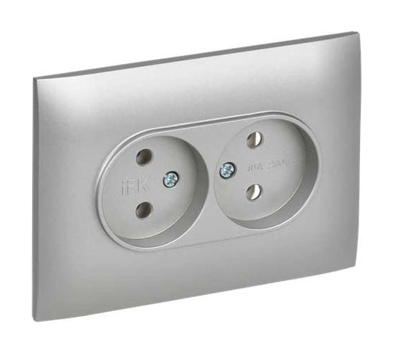 Изображение товара Розетка 2-я IEK SKANDY без з/к/ш 10А в сборе SK-R10S серебро SK-R20-10-K23-F