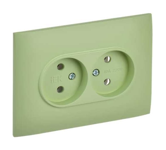 Изображение товара Розетка 2-я IEK SKANDY без з/к/ш 10А в сборе SK-R10M мятный SK-R20-10-K06-F
