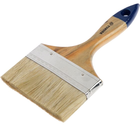Изображение товара Плоская кисть TUNDRA натуральная щетина, деревянная рукоятка, 5", 125 мм 1818241