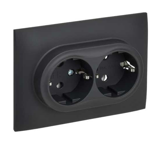 Изображение товара Розетка 2-я IEK SKANDY с з/к без з/ш 16А в сборе SK-R08G графит SK-R21-16-K53-F