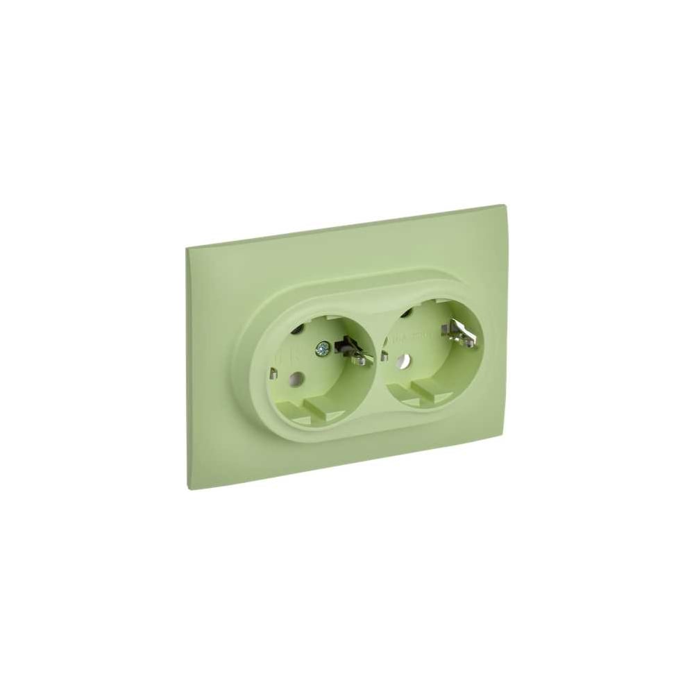 Изображение товара Розетка IEK SKANDY 2-я с защитным контактом и без защитной шторки мятная