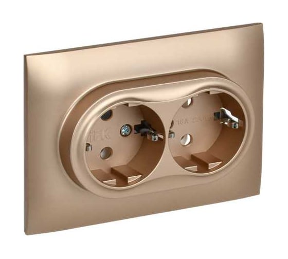 Изображение товара Розетка 2-я IEK SKANDY с з/к без з/ш 16А в сборе SK-R08Sa песочный SK-R21-16-K98-F