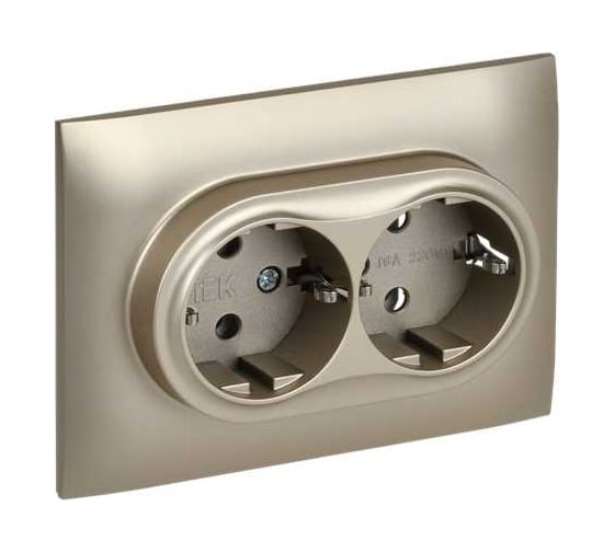 Изображение товара Розетка 2-я IEK SKANDY с з/к без з/ш 16А в сборе SK-R08Sh шампань SK-R21-16-K37-F