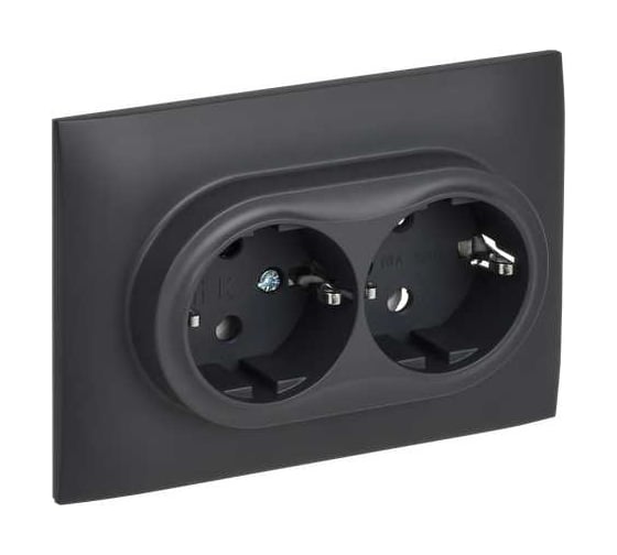 Изображение товара Розетка 2-я IEK SKANDY с з/к без з/ш 16А в сборе SK-R08T титан SK-R21-16-K48-F