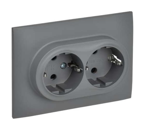 Изображение товара Розетка 2-я IEK SKANDY с з/к/ш 16А в сборе SK-R07Gr серый SK-R24-16-K03-F