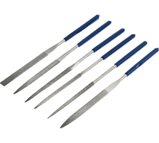 Изображение товара Набор алмазных надфилей TUNDRA 70 х 160 х 4 мм, обрезиненные рукоятки, 6 шт. 2292067