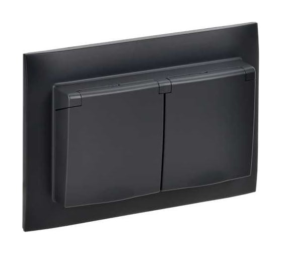 Изображение товара Розетка 2-я IEK SKANDY с крышкой 16А в сб IP44 SK-R12Bl черный SK-R26-16-44-K02-F