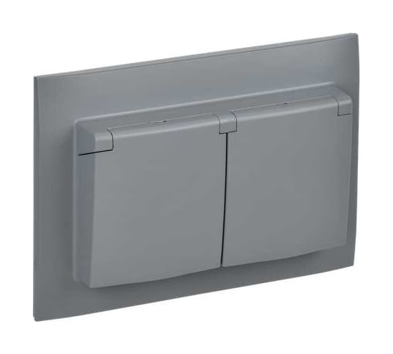 Изображение товара Розетка 2-я IEK SKANDY с крышкой 16А в сб IP44 SK-R12Gr серый SK-R26-16-44-K03-F