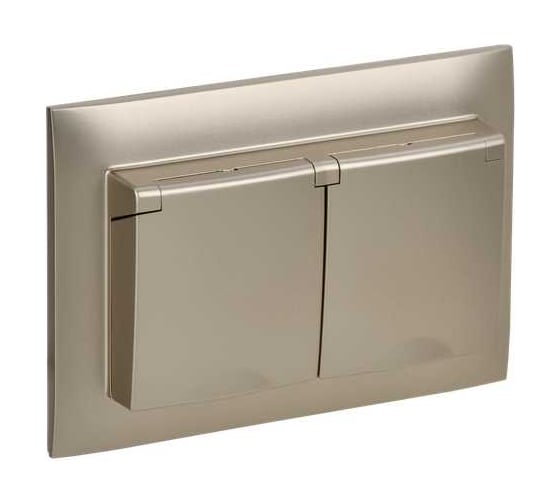 Изображение товара Розетка 2-я IEK SKANDY с крышкой 16А в сб IP44 SK-R12Sh шампань SK-R26-16-44-K37-F