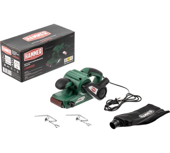 Изображение товара Шлифовальная машинка ленточная HAMMER LSM900E 950Вт 200-380м/мин лента 533x75мм + струбцины 840984