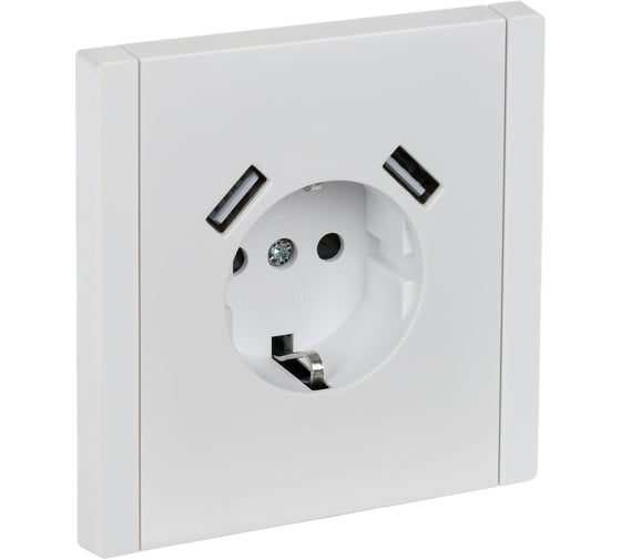 Изображение товара Розетка IEK FORTEPIANO з/к/ш в/к 16А USB A+A 3,1А FP245 белый FP-R14-16-U21-D31-K01