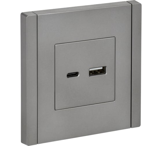 Изображение товара Розетка IEK FORTEPIANO USB A+C 18Вт FP551 сталь FP-U22-018-K46