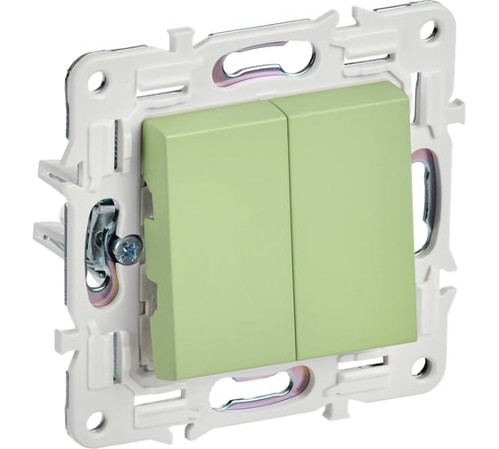 Изображение товара Выключатель IEK SKANDY 2-клавишный проходной 10А SK-V05M мятный SK-V22-0-10-K06