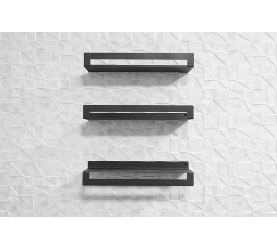Изображение товара Набор 3-х полок для ванной комнаты FORMAT черные (сталь) AFM.HAN.S001